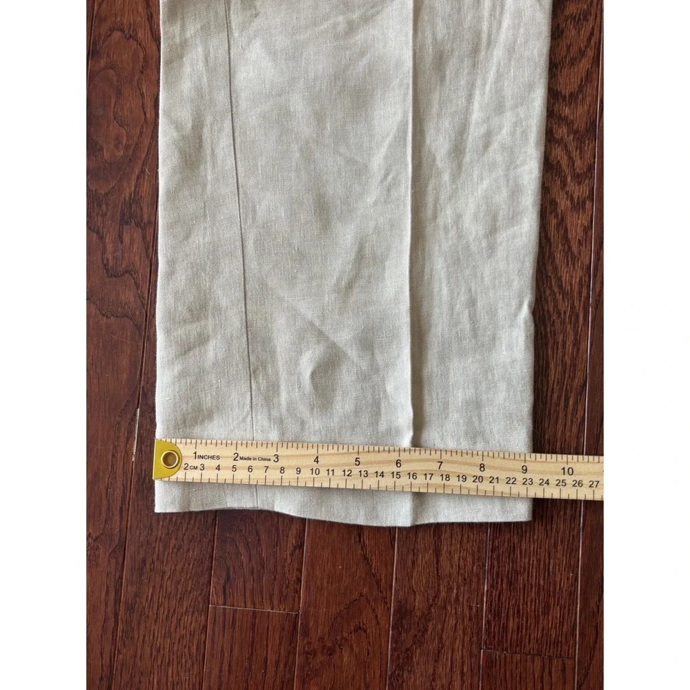 Billy Reid Mens 36 Linen Trousers Oatmeal Beige Straight Leg Made in Italy